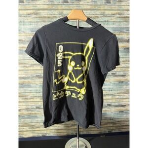 Pokemon T-Shirt Small Black Excellent Pikachu Neon Japanese Graphic Tee 025